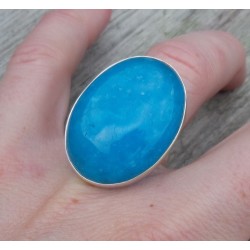 Zilveren ring gezet met ovale Smithsoniet maat 17.3 mm