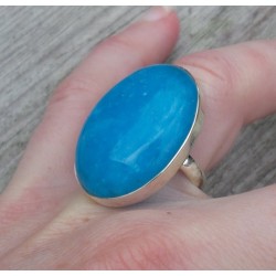 Zilveren ring gezet met ovale Smithsoniet maat 17.3 mm