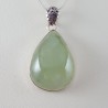 Zilveren hanger druppelvormige cabochon Prehniet