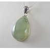 Zilveren hanger druppelvormige cabochon Prehniet