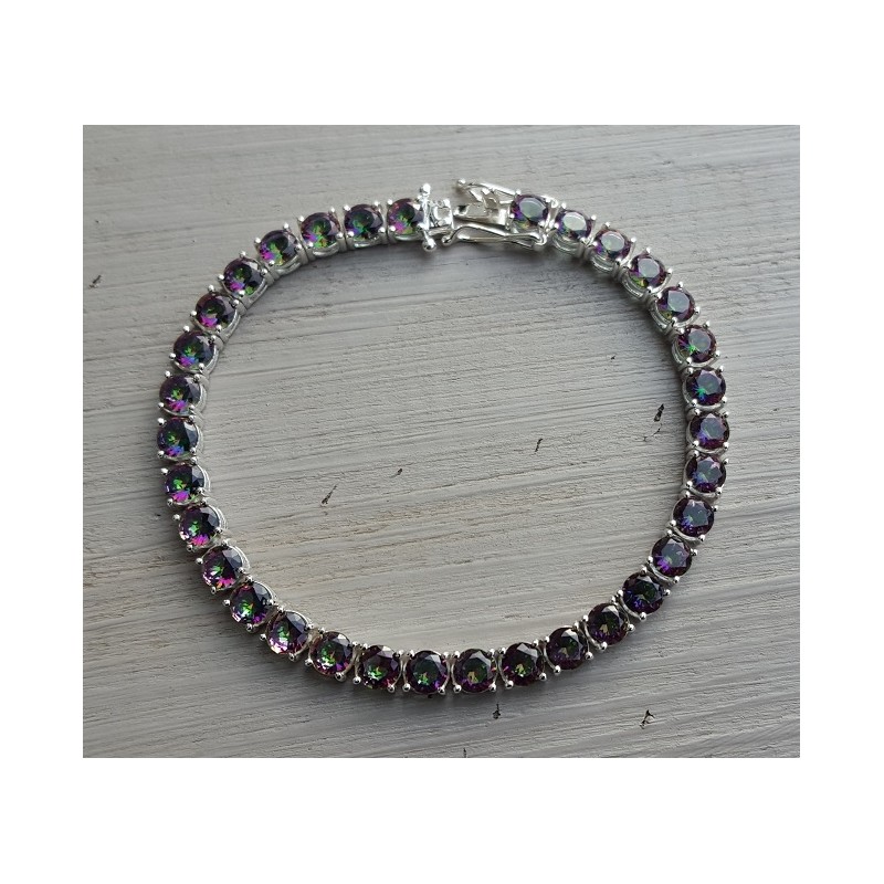 Zilveren armband gezet met ronde Mystic Topazen