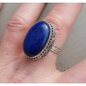 Zilveren ring ovale cabochon Lapis in bewerkte setting 18.5 mm