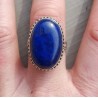 Zilveren ring ovale cabochon Lapis in bewerkte setting 18.5 mm