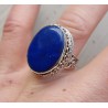Zilveren ring ovale cabochon Lapis in bewerkte setting 17.3 mm
