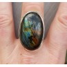 Zilveren ring gezet met grote ovale Labradoriet 17.5 mm