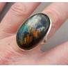 Zilveren ring gezet met grote ovale Labradoriet 17.5 mm