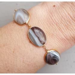 Rosé vergulde armband gezet met Botswana Agaat