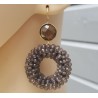 Vergulde oorbellen ronde Smokey Topaas en ring van Smokey Topaze