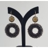 Vergulde oorbellen ronde Smokey Topaas en ring van Smokey Topaze