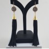 Vergulde tassel oorbellen van zwarte steentjes en druzy Titanium