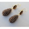 Vergulde oorbellen ronde Smokey en druppel van Smokey Topazen
