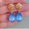 Oorbellen met blauwe Kattenoog briolet