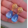 Oorbellen met blauwe Kattenoog briolet