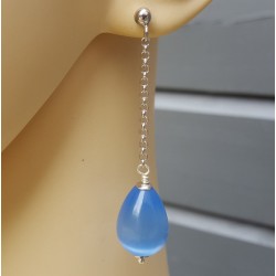Oorbellen met blauwe Kattenoog