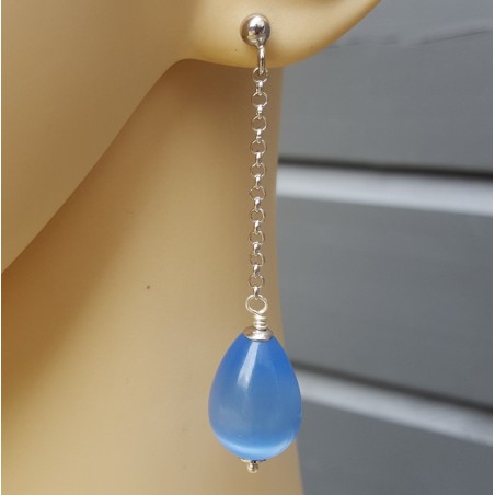 Oorbellen met blauwe Kattenoog
