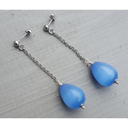 Oorbellen met blauwe Kattenoog