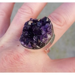 Zilveren ring gezet met ruwe Amethist 20.5 mm