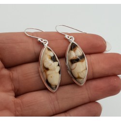 Zilveren oorbellen met marquise Peanut Wood Jaspis