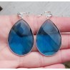 Zilveren oorbellen gezet met grote blauwe Topaas quartz