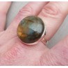 Zilveren ring gezet met ronde cabochon Labradoriet 17.7 mm