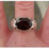 Zilveren ring gezet met dwarsliggende ovale Smokey Topaas 19 mm