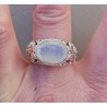 Zilveren ring met dwarsliggende ovale facet Maansteen 19 mm