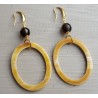 Oorbellen met Smokey Topaas en ovale ring van Buffelhoorn