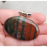Zilveren hanger met dwarsliggende ovale cabochon Bloedsteen
