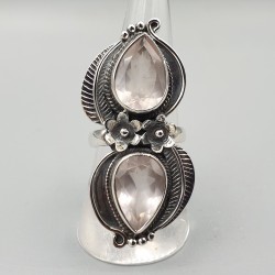 925 Sterling zilveren ring facet Rozenkwarts 18 mm