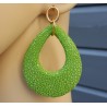 Oorbellen met druppel van appeltjes groene Roggenleer