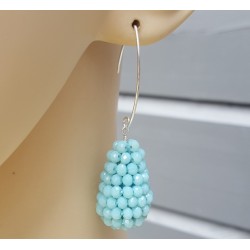 Oorbellen met druppel van licht blauwe Jade