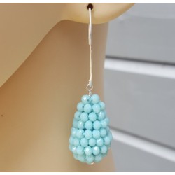 Oorbellen met druppel van licht blauwe Jade
