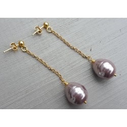 Oorbellen met lila Majorca parel