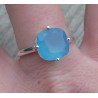 Zilveren ring gezet met vierkante blauwe Chalcedoon 18 mm