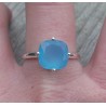 Zilveren ring gezet met vierkante blauwe Chalcedoon 18 mm