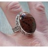 Zilveren ring met mahonie Obsidiaan in bewerkte setting 19 mm