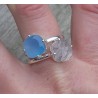 Zilveren ring gezet met vierkante blauwe Chalcedoon 18 mm
