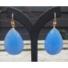 Vergulde oorbellen met grote facet blauwe Chalcedoon
