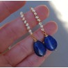 Vergulde oorbellen met Lapis Lazuli en zoetwater Pareltjes