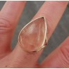 Zilveren ring gezet met druppelvormige cabochon Rozenkwarts 19 m