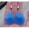 Vergulde oorbellen met grote facet blauwe Chalcedoon