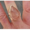Zilveren ring gezet met druppelvormige cabochon Rozenkwarts 19 m
