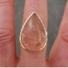 Zilveren ring gezet met druppelvormige cabochon Rozenkwarts 19 m