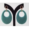 Oorbellen met ovale hanger van Turkoois blauw Roggenleer