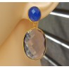 Vergulde oorbellen met Ioliet quartz en blauw Chalcedoon