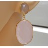 Vergulde oorbellen met grijze Chalcedoon en roze Chalcedoon