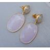 Vergulde oorbellen met grijze Chalcedoon en roze Chalcedoon