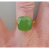 Vergulde ring met vierkante appeltjes groene Chalcedoon 18 of 20