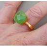 Vergulde ring met vierkante appeltjes groene Chalcedoon 18 of 20
