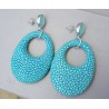 Oorbellen aqua Chalcedoon en hanger Turkoois blauw Roggenleer